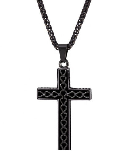 Printed Cross necklace - stainless steel