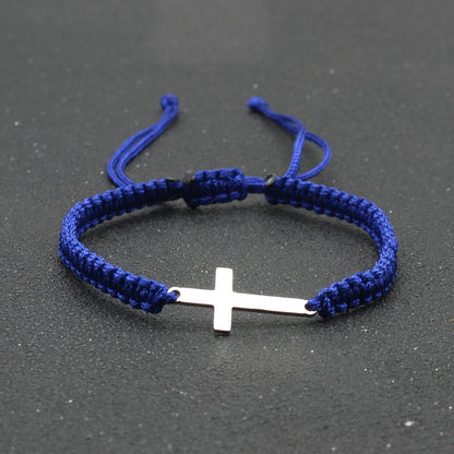 hand-woven Cross bracelet - Stainless Steel