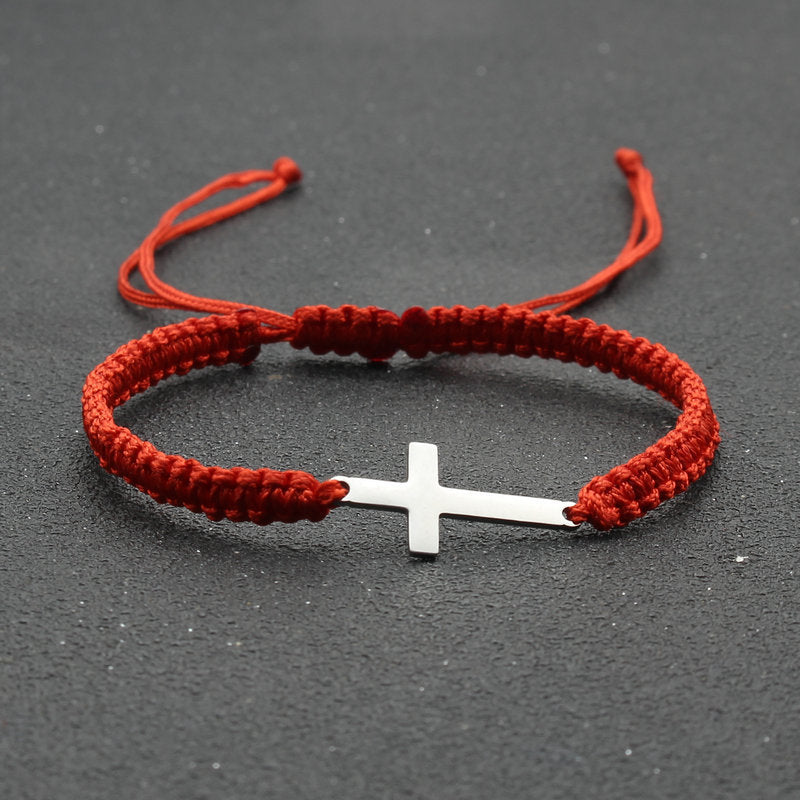 hand-woven Cross bracelet - Stainless Steel