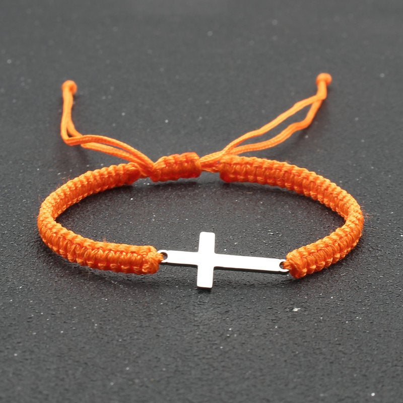 hand-woven Cross bracelet - Stainless Steel