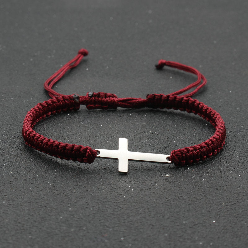 hand-woven Cross bracelet - Stainless Steel