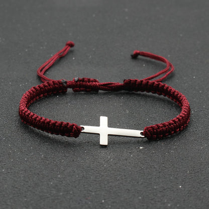 hand-woven Cross bracelet - Stainless Steel