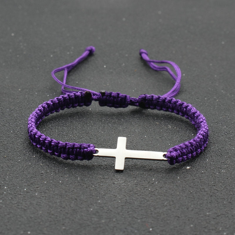 hand-woven Cross bracelet - Stainless Steel