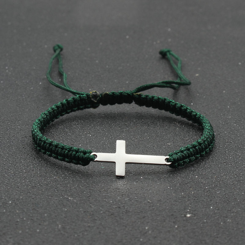 hand-woven Cross bracelet - Stainless Steel