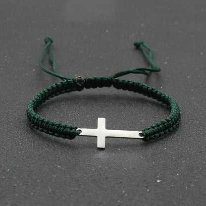 hand-woven Cross bracelet - Stainless Steel