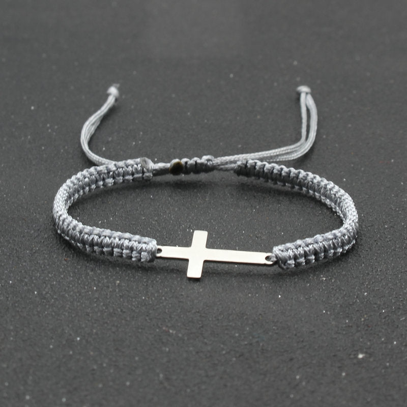 hand-woven Cross bracelet - Stainless Steel