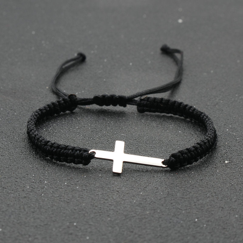 hand-woven Cross bracelet - Stainless Steel