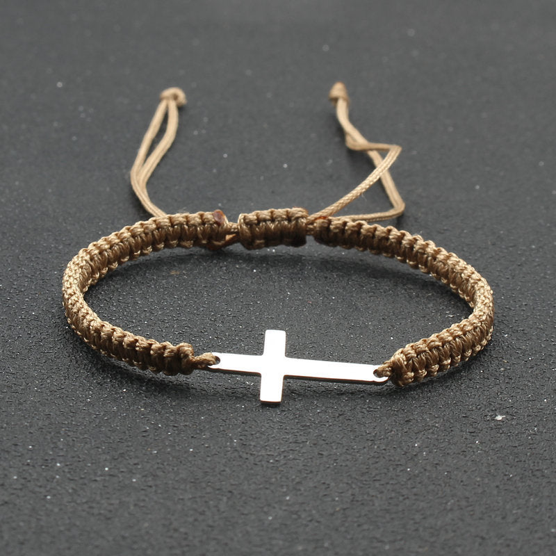 hand-woven Cross bracelet - Stainless Steel