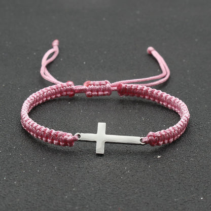 hand-woven Cross bracelet - Stainless Steel