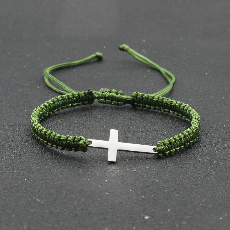 hand-woven Cross bracelet - Stainless Steel