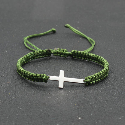 hand-woven Cross bracelet - Stainless Steel