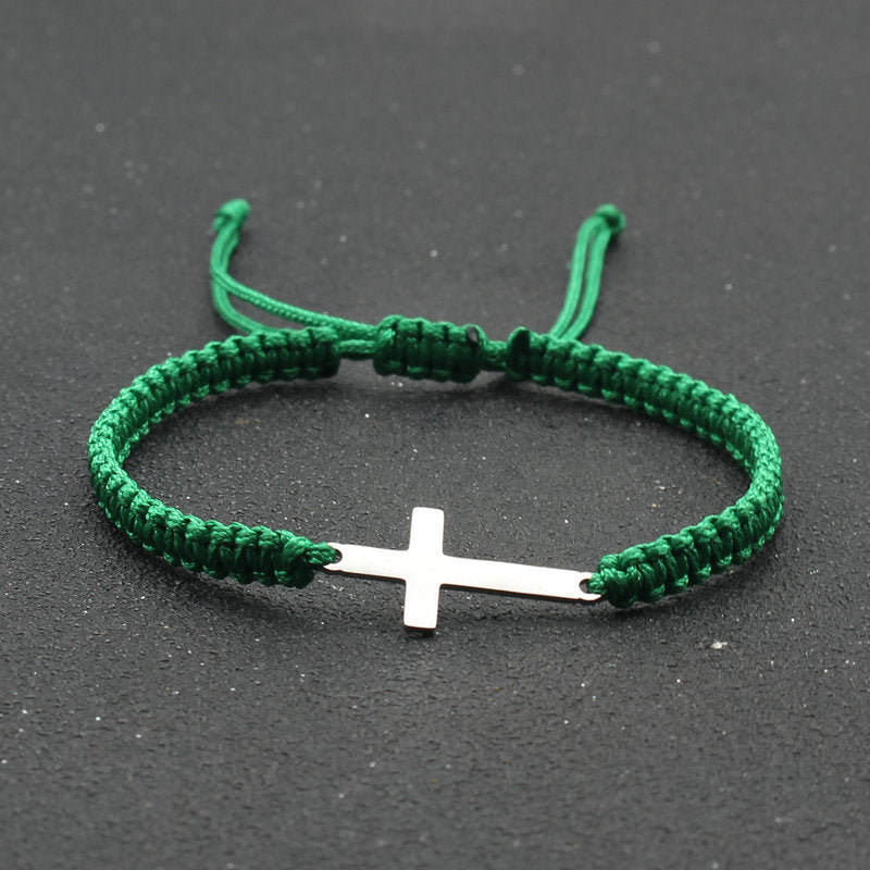 hand-woven Cross bracelet - Stainless Steel