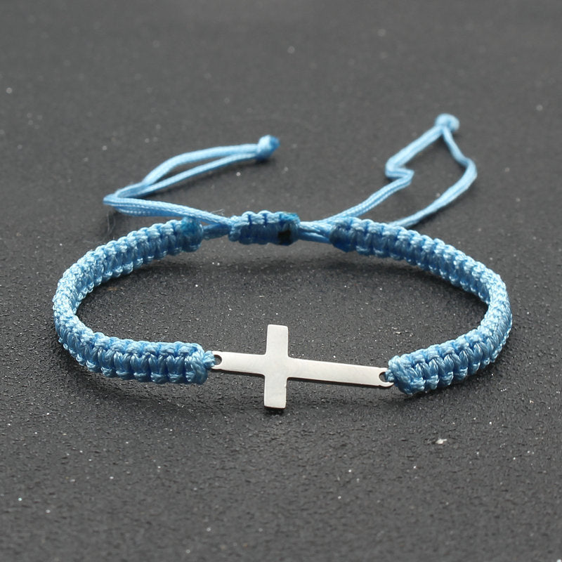 hand-woven Cross bracelet - Stainless Steel