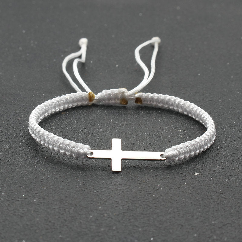 hand-woven Cross bracelet - Stainless Steel