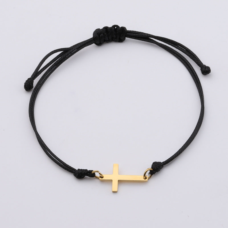 Braided Cross Bracelet - Stainless Steel