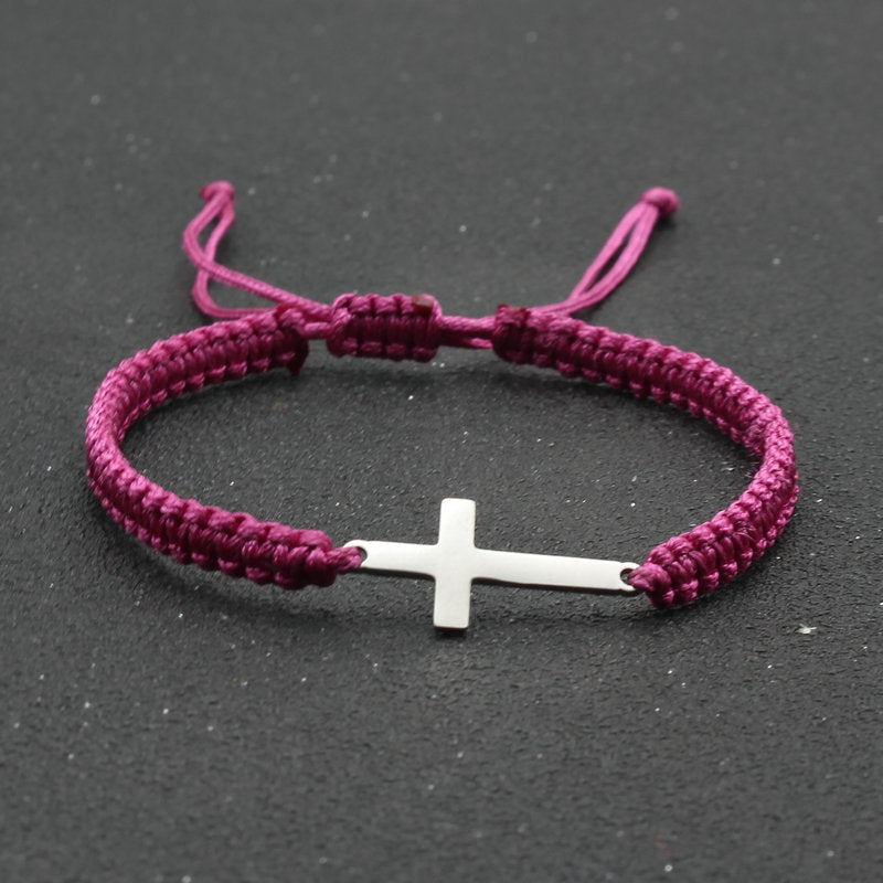 hand-woven Cross bracelet - Stainless Steel