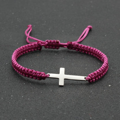 hand-woven Cross bracelet - Stainless Steel