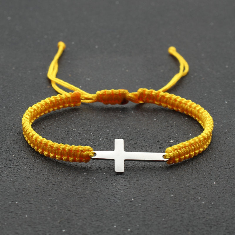 hand-woven Cross bracelet - Stainless Steel