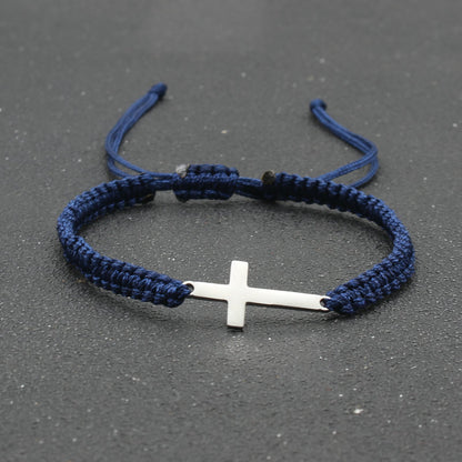 hand-woven Cross bracelet - Stainless Steel