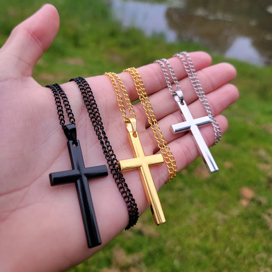 Cross pendant necklace - stainless steel